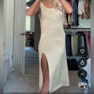 Golden apricot tank dress knit slit cover up bikini swim beach summer tank sexy